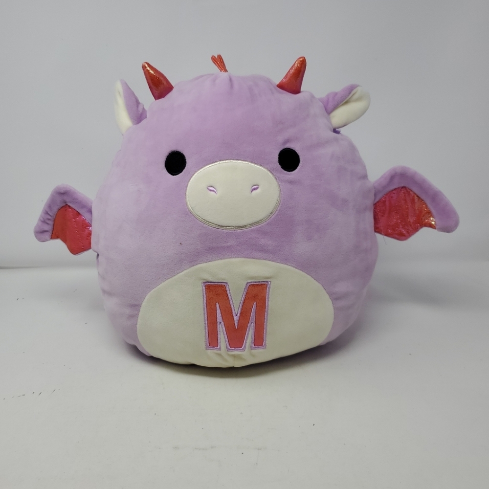 Kellytoy squishmallow monogrammed 'M' Dragon plush 12in 10SRLBG01